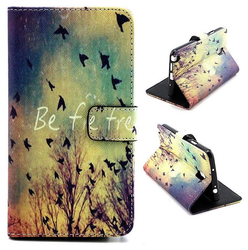 Samsung Galaxy Note 3 Neo (SM-N7505) Leather Wallet Stand Case - Free Birds Style (OEM)