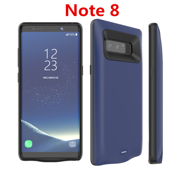 Black External Battery Charger Case For Samsung Galaxy Note 8  5500MAH Blue (OEM)
