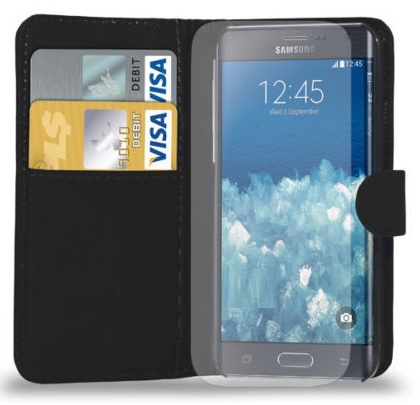 Samsung Galaxy Note Edge N915F - Leather Wallet Case Black (OEM)