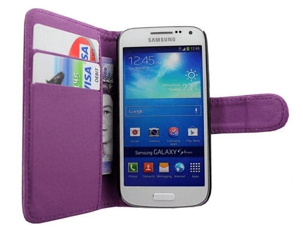 Samsung Galaxy S4 Active i9295 Leather Wallet Case - Purple (OEM)