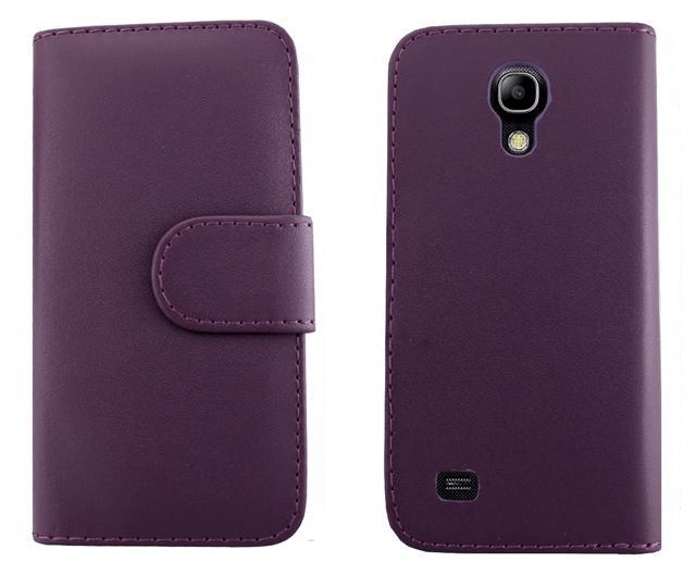 Samsung Galaxy S4 mini i9190 Leather Wallet Case Purple SGS4MI9190LWCPU OEM