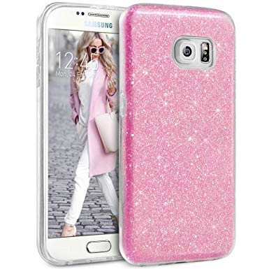 Cover Flip for Samsung Galaxy S6 Edge gliter pink (OEM)