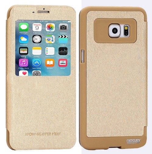 Samsung Galaxy S6 Edge+ G928F Book Goospery Wow Bumper View Case (Gold) by Mercury