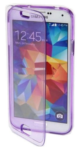 Samsung Galaxy S6 G920F - TPU GEL Case With Front Cover Transparent Purple (OEM)