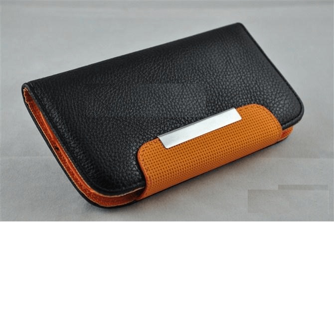 Samsung Galaxy S3 i9300 Leather Wallet Case (Black - Orange) S3LWCBO