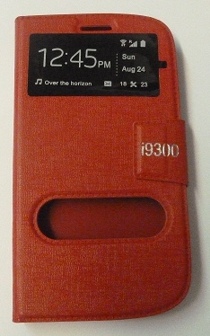 Samsung Galaxy S 3 (I9300) Leather Flip Case with Window & Silicone Back Cover (Red) (OEM)