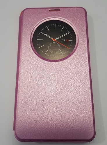 SAMSUNG NOTE 4  WALLET WITH ACTIVE  CLOCK PINK