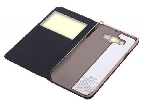Samsung SM-E700F Galaxy E7 - Θήκη Book S-View Usams Muge Series Μαύρη (Usams)
