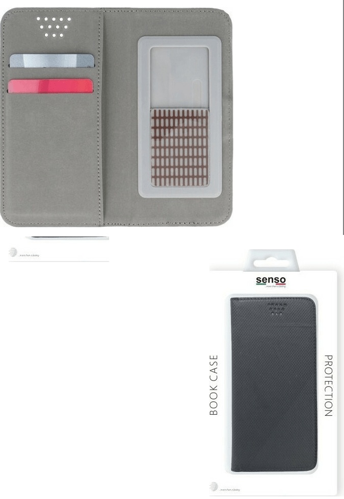 Senso Book Case (BLACK) for Phones (4.7-inch to 5.3-inch) (to ) to (Universal)