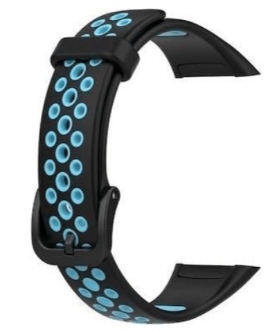 Black/Blue Silicone Smartwatch Strap for Huawei Band 6 & Honor Band 6
