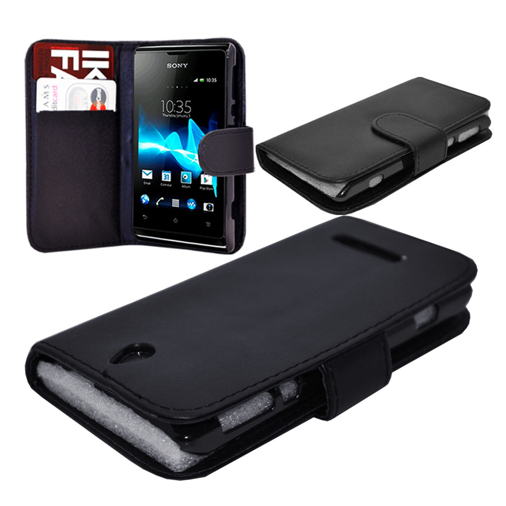 Sony Xperia E Dual Leather Wallet Case (Black) (OEM)