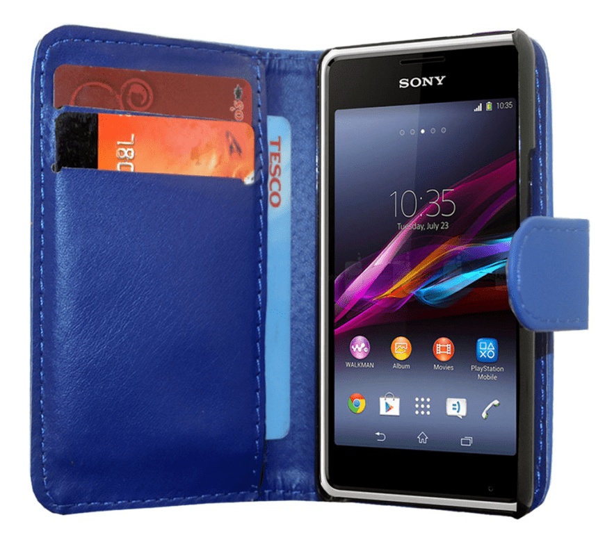 Sony Xperia E1 / E1 Dual - Δερμάτινη Θήκη Πορτοφόλι Μπλέ (ΟΕΜ)