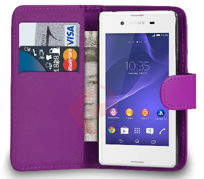 Sony Xperia E3 Leather Wallet Case (Purple) (OEM)
