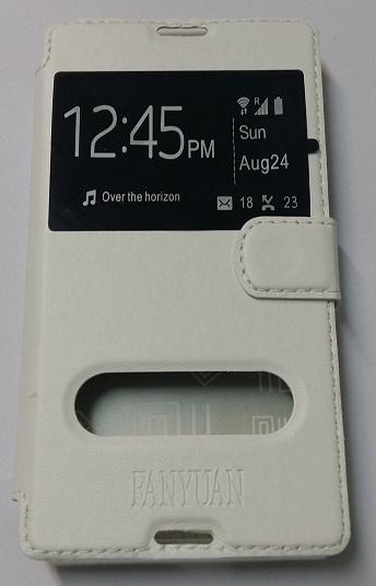 Sony Xperia E3 Leather Flip Case with Window & Silicone Back Cover (White) (OEM)