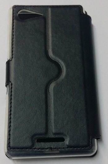 Sony Xperia E3 Leather Flip Case with Window & Silicone Back Cover (Black) (OEM)