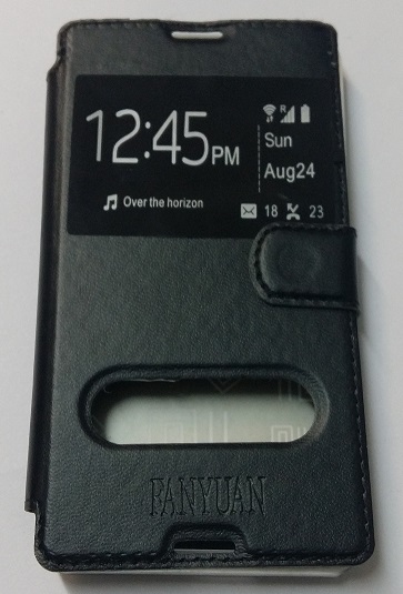 Sony Xperia E3 Leather Flip Case with Window & Silicone Back Cover (Black) (OEM)