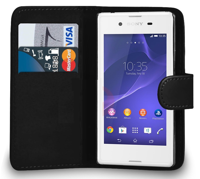 Sony Xperia E3 Leather Wallet Case (Black) (OEM)