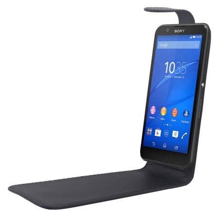 Sony Xperia E4 Leather Flip Case (Black) (OEM)