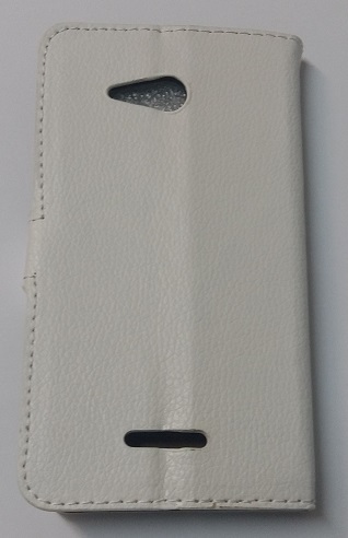 Sony Xperia E4g - Leather Wallet Stand Case With Silicone Back Cover White (OEM)