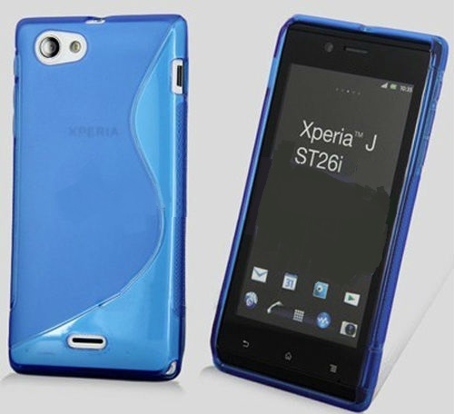 Sony Xperia J St26i Blue TPU Silicone Line S Case (OEM)