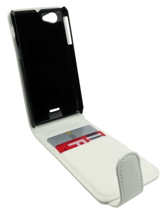Sony Xperia J St26i Δερμάτινη θήκη flip Λευκή OEM