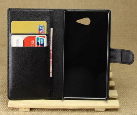 Sony Xperia M2 Aqua D2403 - Leather Wallet Stand Case Black (OEM)