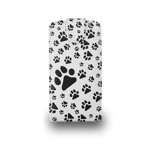 Sony Xperia Miro ST23i Leather Flip Case - Footprints Pattern (White)