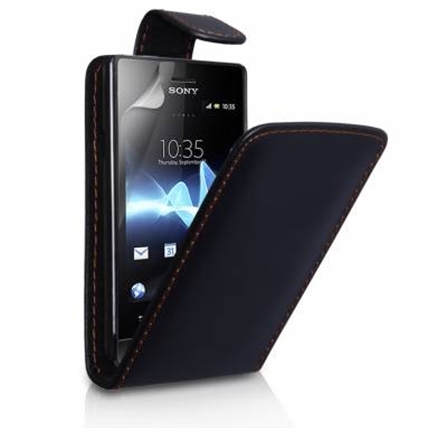 Sony Xperia Miro ST23i Flip Leather Case (Black)
