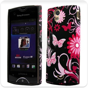 Sony Xperia Ray Butterflies Black TPU Gel Case