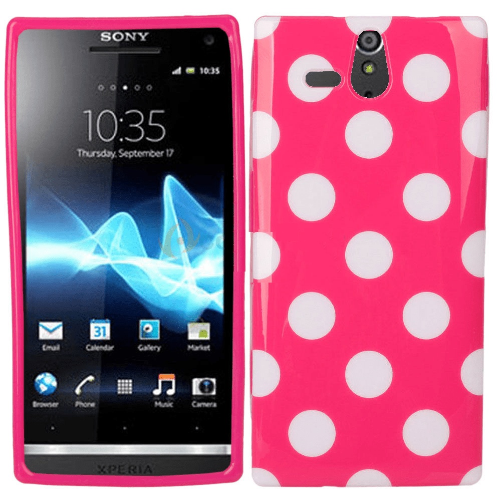 Sony Xperia U ST25i Θήκη Gel TPU Φούξια - Με λευκές βούλες
