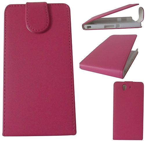 Sony Xperia Z Leather Flip Case - Magenta (Flip Cover)