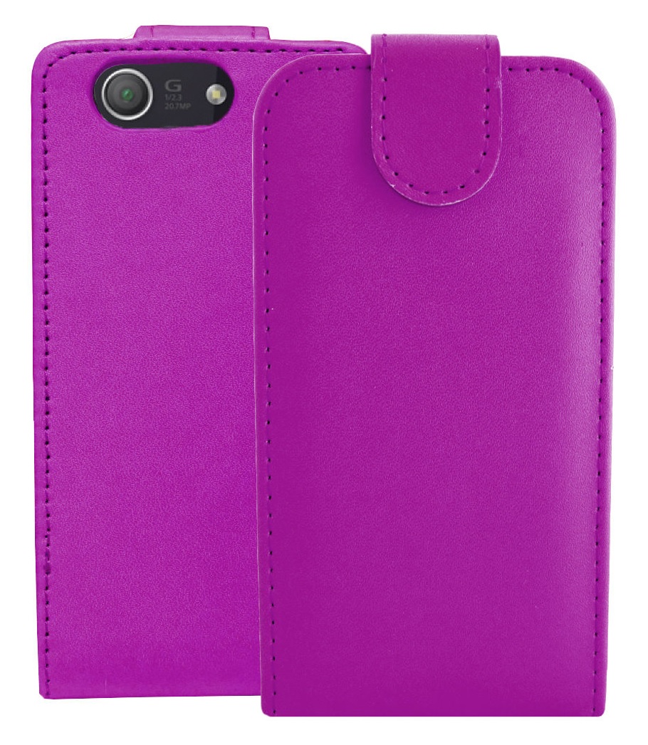 Sony Xperia Z3 Compact  D5803 - Leather Flip Case Purple (OEM)