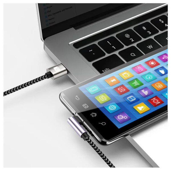 TECHLY ICOC MU2CC9-010-AL USB-C™ Male 2.0 / USB-C™ Male Angled 3A 1m Aluminum Cable