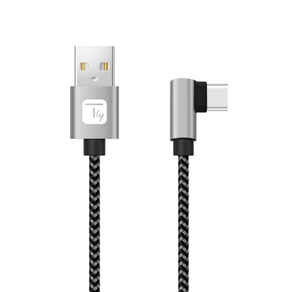 TECHLY USB-A Male to USB-C™ Male Angled Cable (3A, 1m, Aluminum) (MU2AC9-010-AL) (TECHLYICOC)