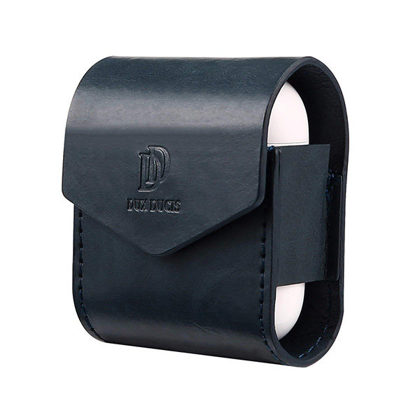 Leather Case with Magnet for Apple Airpods Blue