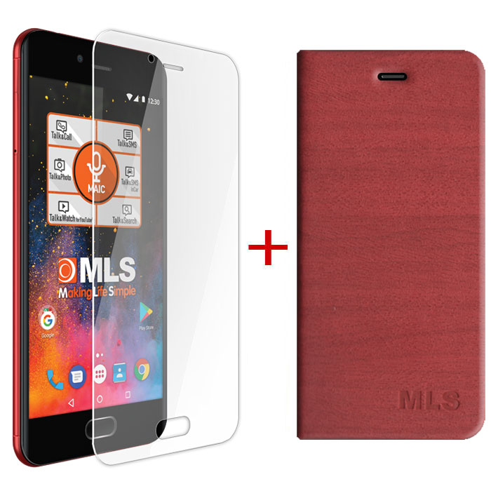 MLS DX 4G wallet case + screen protector RED