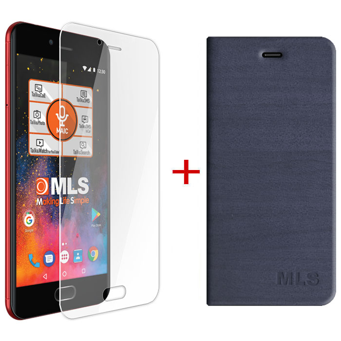 MLS DX 4G wallet case + screen protector blue