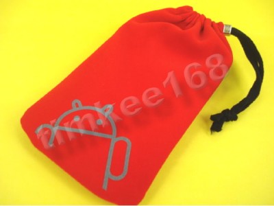 Θήκη - Suede Pouch - για μεγάλα κινητά Android με κορδονάκι σε κόκκινο χρώμα