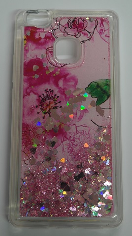 Huawei P9 Lite TPU Gel Hard Case (Clear) with Pink Flowers (OEM)