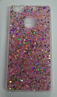 Huawei P9 Lite Clear TPU Gel Hard Case with Pink Sparklin (OEM)