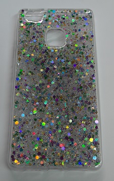 Huawei P9 Lite TPU Gel Hard Case (Clear) with Silver Sparklin (OEM)