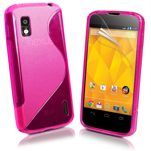 LG Google Nexus 4 E960 S-Line TPU Gel Silicone Case (Bright Pink) (OEM)
