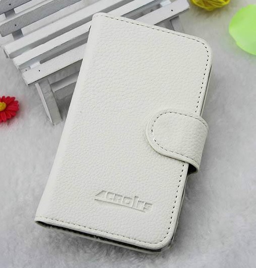 Alcatel One Touch Idol Mini Leather Wallet/Case (OT-6012X/OT-6012D) (White) (OEM)