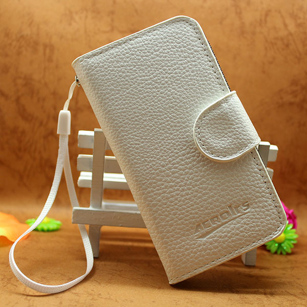 Alcatel One Touch Idol (OT-6030D) Leather Wallet/Case (White) (OEM)