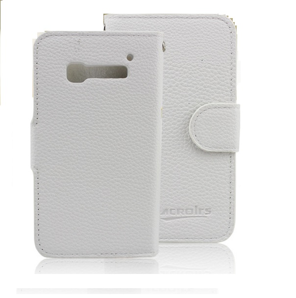 Leather Wallet/Case for Alcatel One Touch Pop C5 (OT-5036D) White (OEM)