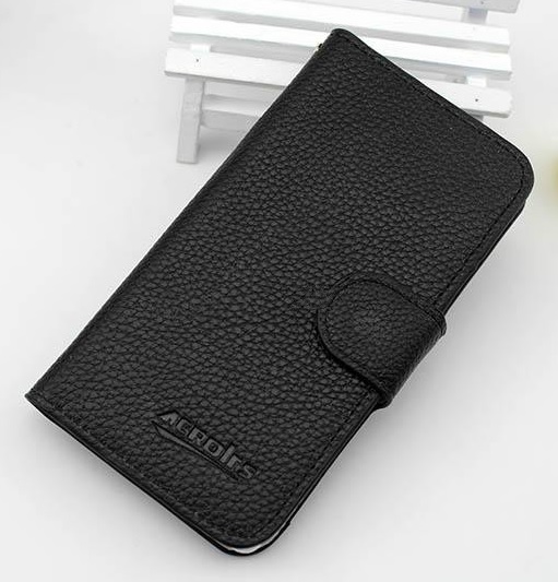 Alcatel One Touch T'POP Leather Wallet/Case (OT-4010D) (Black) (OEM)