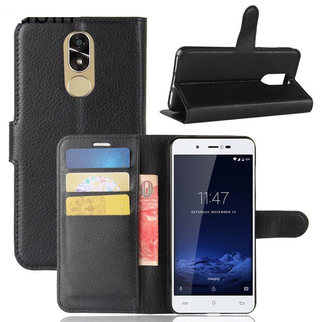 Leather Flip Wallet Cover for Cubot Note Plus (Black) (OEM)