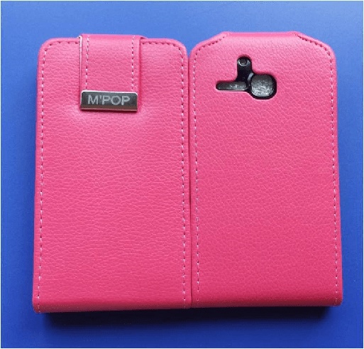 Fuchsia Leather Flip Case for Alcatel One Touch M'POP (OT-5020D) (OEM) (OT5020D)