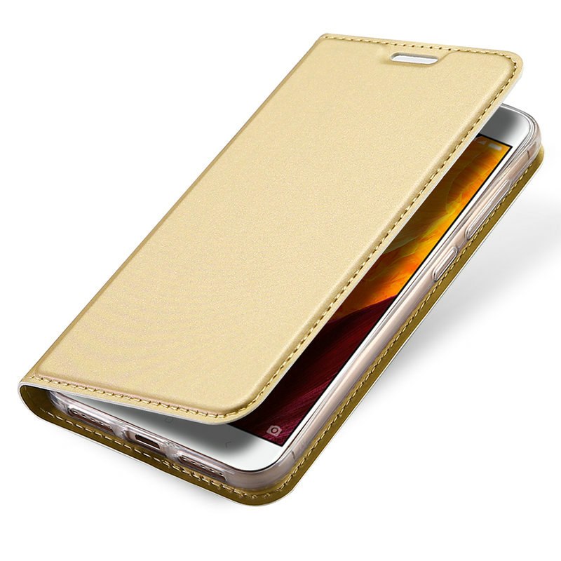 Δερματίνη Μαγνητική Θήκη Flip Πορτοφόλι για Xiaomi Redmi 5 Χρυσό Volte