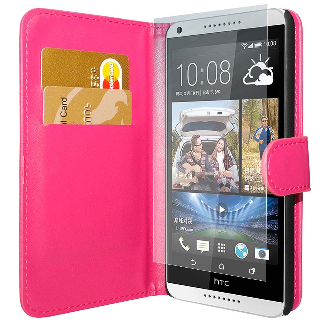 Leather Wallet/Case for HTC Desire 816 Pink (OEM)